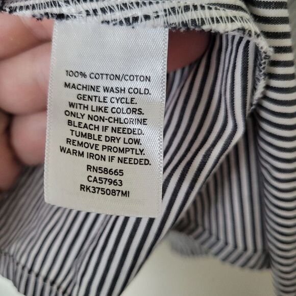 Abound Flutter Sleeve Blouse 100% Cotton Dramatic Striped Career Romantic Large - Picture 12 of 12